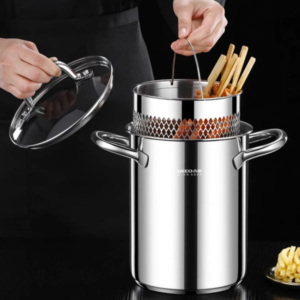 Sleek Stainless Fry Pot